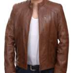 Herren-Lederjacke »Slick Rider« mit Brusttasche; feinstes Leder; klassisch Vintage Retro Motorrad; Farbe: Cognac von GIL