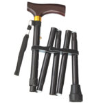 Gehstock »Compact«; leichtgewichtiger, zerlegbarer und höhenverstellbarer Spazierstock aus stabilem Leichtmetall mit Holzgriff und Handschlaufe von scarlet health