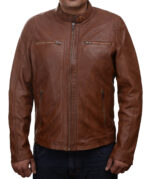 Herren-Lederjacke »Classic Rider« mit 2 Brusttaschen; feinstes Leder; klassisch Vintage Retro Motorrad; Farbe: Cognac von GIL – Bild 3