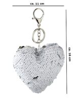 Taschenanhänger bzw. Schlüsselanhänger »Big Heart« in Herzform mit Besatz aus zweifarbigen Wende-Pailletten; ca. 16 x 11 cm von scarlet bijoux – Bild 3