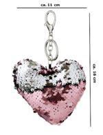Taschenanhänger bzw. Schlüsselanhänger »Big Heart« in Herzform mit Besatz aus zweifarbigen Wende-Pailletten; ca. 16 x 11 cm von scarlet bijoux – Bild 10