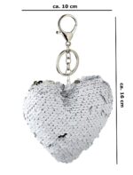 Taschenanhänger bzw. Schlüsselanhänger »Heart« in Herzform mit Besatz aus zweifarbigen Wende-Pailletten; ca. 16 x 10 cm von scarlet bijoux – Bild 3
