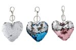 Taschenanhänger bzw. Schlüsselanhänger »Big Heart« in Herzform mit Besatz aus zweifarbigen Wende-Pailletten; ca. 16 x 11 cm von scarlet bijoux – Bild 4