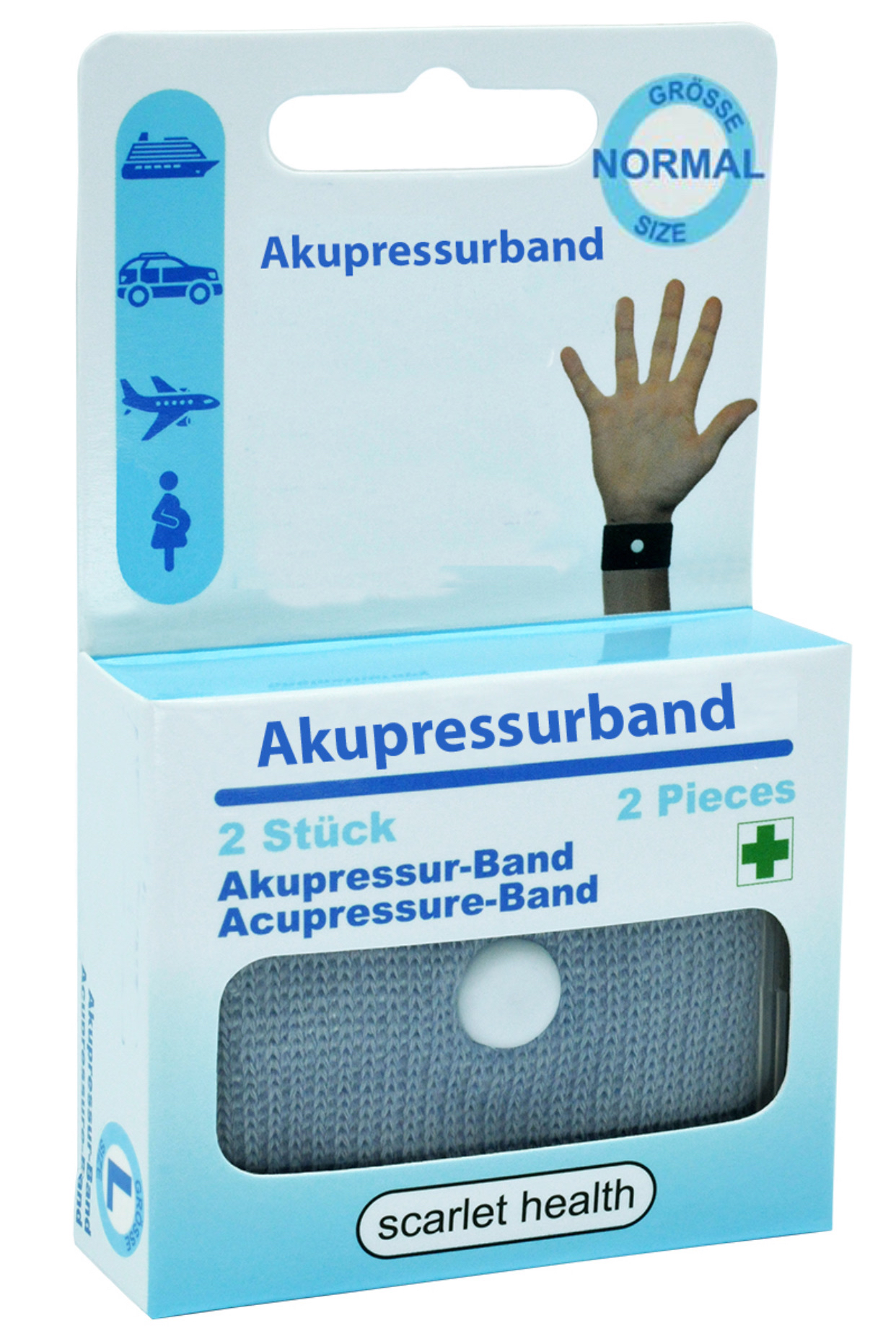 990154Na1-2.jpeg Acupressure band »Sea«, 1 pair of acupressure bracelets, for adults & children, for the wrist, 2 elastic bands from scarlet health – Image 1