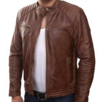Herren-Lederjacke »Solo Rider« mit 2 Brusttaschen; feinstes Leder; klassisch Vintage Retro Motorrad; Farbe: Cognac von GIL