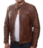 Herren-Lederjacke »Solo Rider« mit 2 Brusttaschen; feinstes Leder; klassisch Vintage Retro Motorrad; Farbe: Cognac von GIL