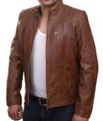 Herren-Lederjacke »Slick Rider« mit Brusttasche; feinstes Leder; klassisch Vintage Retro Motorrad; Farbe: Cognac von GIL – Bild 2