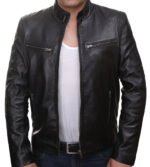 Herren-Lederjacke »Free Rider« mit 2 Brusttaschen; feinstes Leder; klassisch Vintage Retro Motorrad; Farbe: Schwarz von GIL