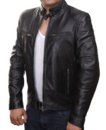 Herren-Lederjacke »Free Rider« mit 2 Brusttaschen; feinstes Leder; klassisch Vintage Retro Motorrad; Farbe: Schwarz von GIL – Bild 2