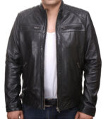 Herren-Lederjacke »Tough Rider« mit 2 Brusttaschen; feinstes Leder; klassisch Vintage Retro Motorrad; Farbe: Schwarz von GIL