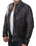 Herren-Lederjacke »Tough Rider« mit 2 Brusttaschen; feinstes Leder; klassisch Vintage Retro Motorrad; Farbe: Schwarz von GIL – Bild 2