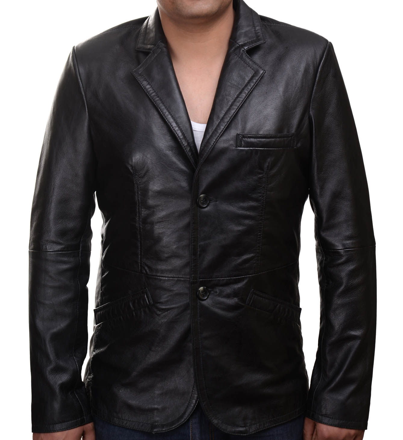 KYZ0005a.jpg Herren-Lederjacke »Elegant Rider« mit Einsteck-Brusttasche; feinstes Leder; klassisch Vintage Retro Motorrad; Farbe: Schwarz von GIL – Bild 1