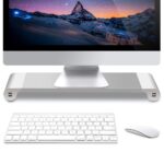 Monitorständer Aluminium Bildschirm Ständer Monitor Erhöhung Bildschirmerhöher Tischaufsatz für 27 zoll monitor, imac 27" zubehör, Monitor Untersatz mit USB Aufladen für Handys, Tablet, digitale Produkte Metall Silber – Bild 4